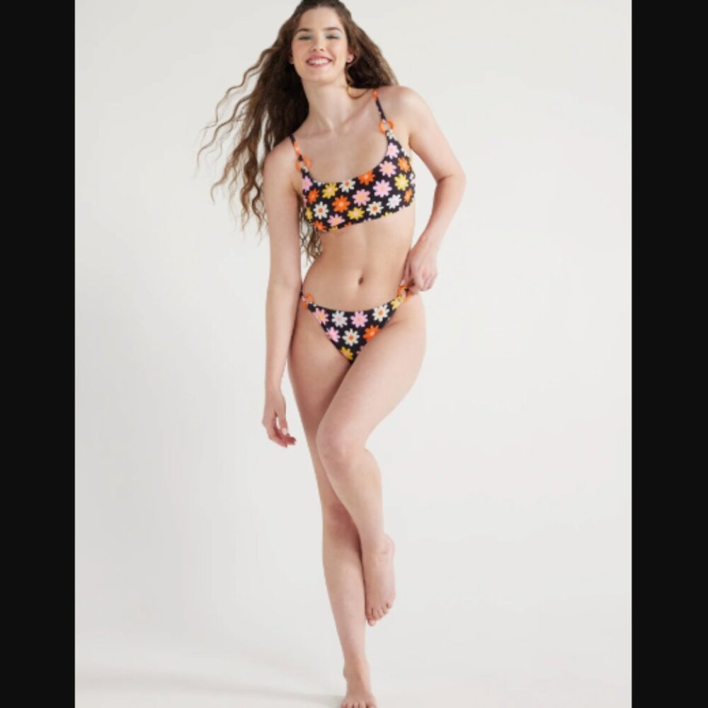 NWT No Boundaries Juniors' Daisy Bralette O-Ring Bikini Bottoms Size XXL